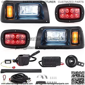 Golf Cart LED Light Kit(12V-48V) for Club Car DS with Daytime Running Light Low-beam/High-beam for Club Car DS G&E All Models With LED Head Light, Tail Lights, Turn Signals, Brake Lights