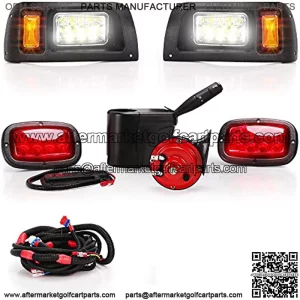 Universal Golf Cart 12 Volt LED Headlight and Tail Light Kit for Club Car DS Carts Gas & Electric Models,with upgrade headlights, amber turn signals, brake lights
