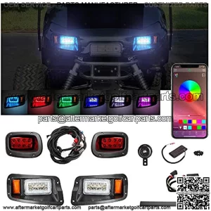 3 Version Golf Cart LED Headlight and Tail Light for EZGO TXT Freedom Carts (12V-48V) with Turn Signals Kits, Safe Daytime Running Lights & Multi Color App Bluetooth Control Light Kits