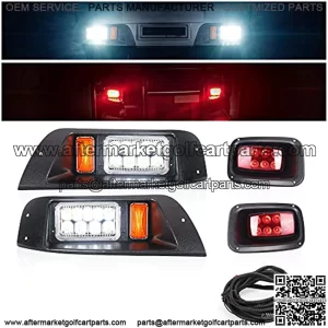 Golf Cart LED Headlight and Tail light Light Kit for EZGO TXT 1996-UP Gas & Electric (12V Input)
