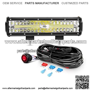 12Inch 300W Triple Row Led Light Bar Spot Flood Combo Driving Lighting Off Road Lights Led Lamp Working Light with 16AWG Wiring Harness for Truck Golf Cart SUV ATV UTV Boat
