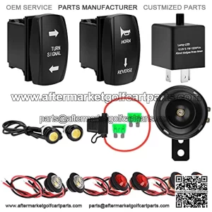 Turn Signal Kit, UTV ATV SXS Rocker Switch Turn Signal Light Horn Flasher Relay Kit Compatible with Golf Cart, Dirt Bike, Polaris, Pioneer, Can-Am, Kawasaki, Arctic Cat Universal Street Legal Kit