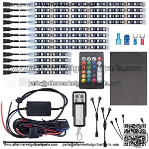 12pcs Underglow RGB LED Strip Light Kit DC 12V with 2 Red Blinking Brake Light Styles for Motorcycles Trikes Golf Carts ATVs UTVs M12r