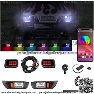 Golf Cart LED Headlight Kits for 1996-2013 EZGO TXT Carts (12V-48V), with Tail Lights, Turn Signals Kits, Brake Lights and Safe Daytime Running Lights