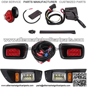 Golf Cart LED Headlights and Tail Light Kits for EZGO TXT 1996-2013 Gas & Electric Carts, 12V Street Legal Lights Kit With Turn Signal Wiring Harness