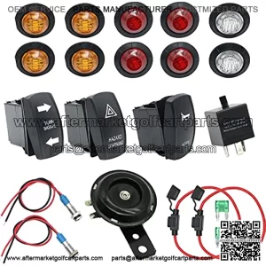 Turn Signal Kit,Universal UTV ATV SXS Turn Signal Horn Kit Street Legal Kit Rocker Switch with Lights Relay
