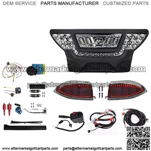 LED Deluxe Plus Light Kit Fit Club Car Precedent Golf Cart Acc 20A DC Converter USB Low/High Beam DRL Turn Signal Light Scanning Turn Tail Light Pull Spring Brake Light Switch