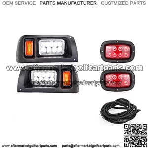 Golf Cart LED Headlight and Tail Light Kit for Club Car DS Carts Gas & Electric, 12 Volt Input