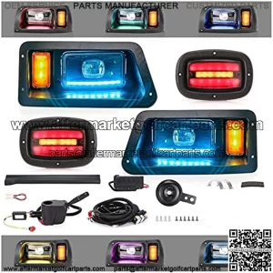 Golf Cart LED Light Kit with RGB Daytime Running Light for Yamaha G14 G16 G19 G22, RGB Multi Color LED Running Light Strip Neon Turn Signal Lights Switchback Light (APP Control)
