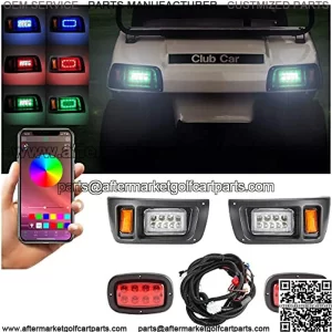 Golf Cart Deluxe LED Light Kit with Daytime Running Light Turn Signal Function Fits for Club Car DS with Headlight Taillight Brake Light Horn Turn Signal Assembly Upgrade Replacement