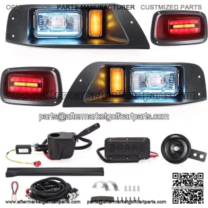 Golf Cart LED Headlight Tail Light Kit for EZGO TXT 95-15,12-48V Legal Street