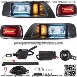 Deluxe LED Light Kit with Turn Signal Switch & Horn For EZGO TXT Golf Cart 96-13