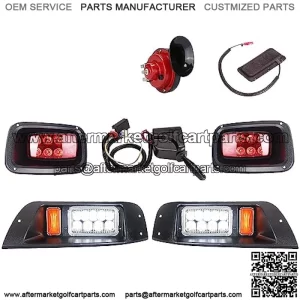 Golf Cart Headlights and Tail Light Kits for EZGO TXT 1996-2013 Gas & Electric Carts, 12V Street Legal Lights Kit With Turn Signal Wiring Harness