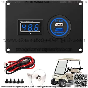 Golf Cart 2 in 1 Dash Console Panel for Club Car DS Electric Models, Includes Digital Battery Voltmeter and 3.0 Fast Charge Dual USB Sockets
