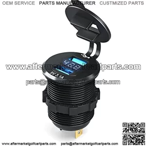 Golf Cart Quick Charge 3.1 Dual USB Charger,2 in 1 USB Ports & LED Display Voltage Meter Universal for Club Car,EZGO and Yamaha,Metal Shell Safe Charging Socket 9V-48V Wide Voltage Input