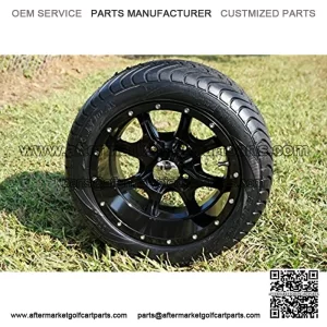 12" Golf Cart "NIGHT STALKER" Wheels and Tires, Machined/Black, Set of 4