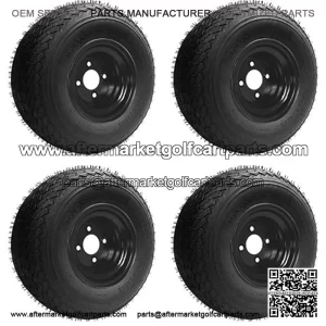 18x8.50-8 GTX OEM Golf Cart Wheels and Golf Cart Tires Combo - Set of 4 (18x8.5-8, Black)