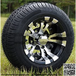 10" Black GOLF CART WHEELS AND 205/50-10 LOW PROFILE GOLF CART TIRES COMBO - SET OF 4