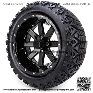 14" MODZ Assault Black Ball Mill Golf Cart Wheels and All Terrain Tires Combo Set of 4