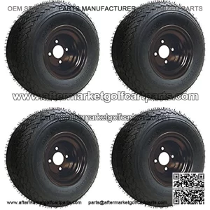 18x8.50-8 GTX OEM Golf Cart BLACK Wheels and Golf Cart Tires Combo - Set of 4