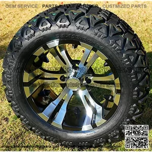 14" Black Aluminum Wheels and 23x10-14" DOT All Terrain Golf Cart Tires Combo - Set of 4