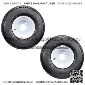 Two Golf Cart Tires On Rims 18 X 8.5 X 8 18-850-8 18X8.50-8 White 4 Lug 18 in.