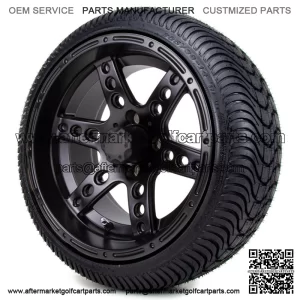 14" Matte Black Low Profile Tires and Wheels Combo