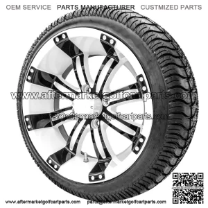 14" Black White SS Wheels with Street Low Profile Tire Combo