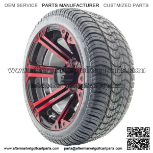 14" RX354 Black and Red Wheels and Tires Combo