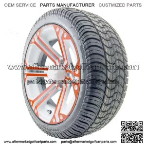 14" RX354 White and Orange Wheels and Tires Combo