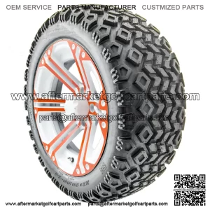 14" RX354-WO White and Orange Wheels and Lifted Tires Combo