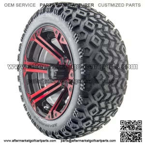 14" RX354-BR Black and Red Wheels and Lifted Tires Combo