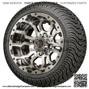 12'' Machined Black Wheels with Street Low Profile Tire Options Combo