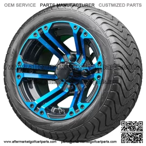 12" TIR-RX334-BBL Blue and Black Wheels and Tires Combo