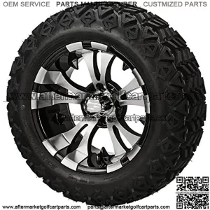 14" VAMPIRE Machined/Black Aluminum Wheels and 23x10-14" DOT All Terrain Golf Cart Tires Combo - Set of 4