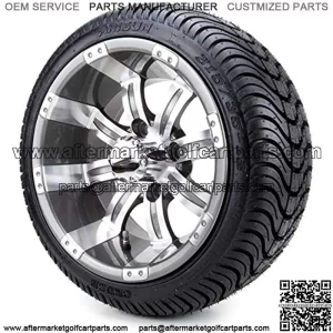 12" Gunmetal Tempest Golf Cart Wheels and Tires Combo Set of 4 with All Low Profile Tires