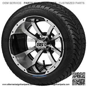 12" Storm Trooper Machined/Black Wheels and 215/35-12" Elite DOT Tires - Set of 4