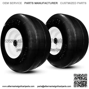 (2-Pcs-Set) New 13x6.50-6 Flat-Free Smooth Tires w/Steel Rim for Lawn Mower Garden Tractor - Hub Length 5.5"-7.1" installed with 3/4" Bore 136506 T161