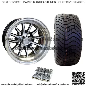 12" PHOENIX Machined / Black Wheels and 215/35-12" DOT Street Tires Combo - Set of 4