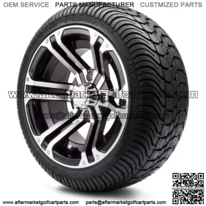 Golf Cart Wheels and Tires Combo - 12" Enforcer Machined/Black - Set of 4