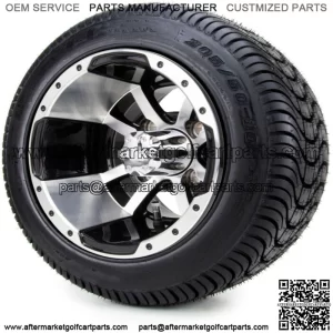 10" Machined & Black Golf Cart Wheels & Tires (205-50-10) Set of 4