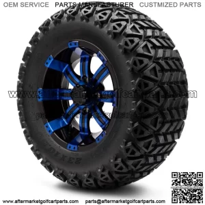 12" Blue and Black Golf Cart Wheels and Tires (23x10.50-12) Set of 4