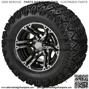 4 Golf  Cart 20X10-10 All-Terrain Tires on 10x7 Black/Machined Yukon Wheels
