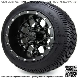 12" Matte Black Golf Cart Wheels and Tires (215-50-12) - Set of 4