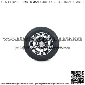Set of 4 10" Black/Machined Golf Cart Wheels & 205/50-10 (18") Tires