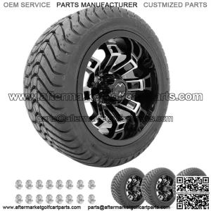 Golf Cart Wheels 12" Recluse Machine/Black on Street Tires Set of Four