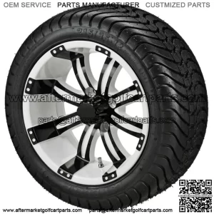 4 Golf Cart 215/35-12 Radial Tires on 12x7 White/Black Wheels