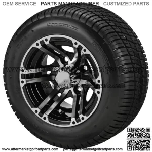 10" Terminator Black/ Machined Golf Cart Wheels W/ 205/50-10 Low Profile Tires