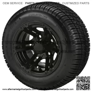 (4)Golf Cart 205/50-10 Tires on 10x7 Gloss Black Yukon Wheels Free Freight