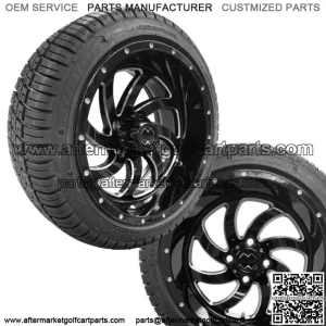Golf Cart 14" Phantom Glossy Black Wheels on 205/30-14 Tires * 2 Year Warranty